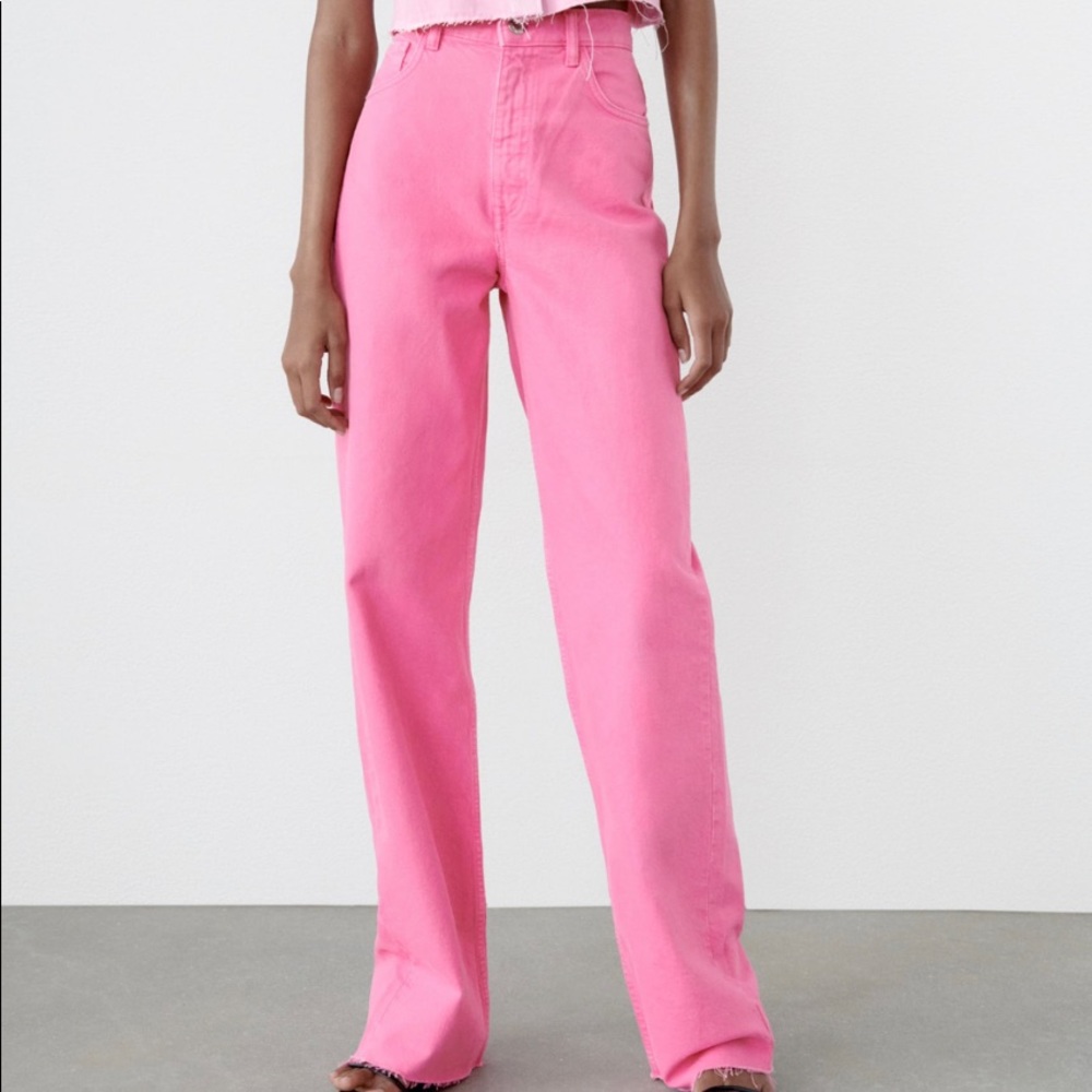 NWT Pink Zara Wide Leg Jeans